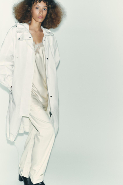 ZARA ПАРКА ОВЕРСАЙЗ МНОГОПОЗИЦИОННАЯ С КАПЮШОНОМ — ZW COLLECTION, БЕЛЫЙ