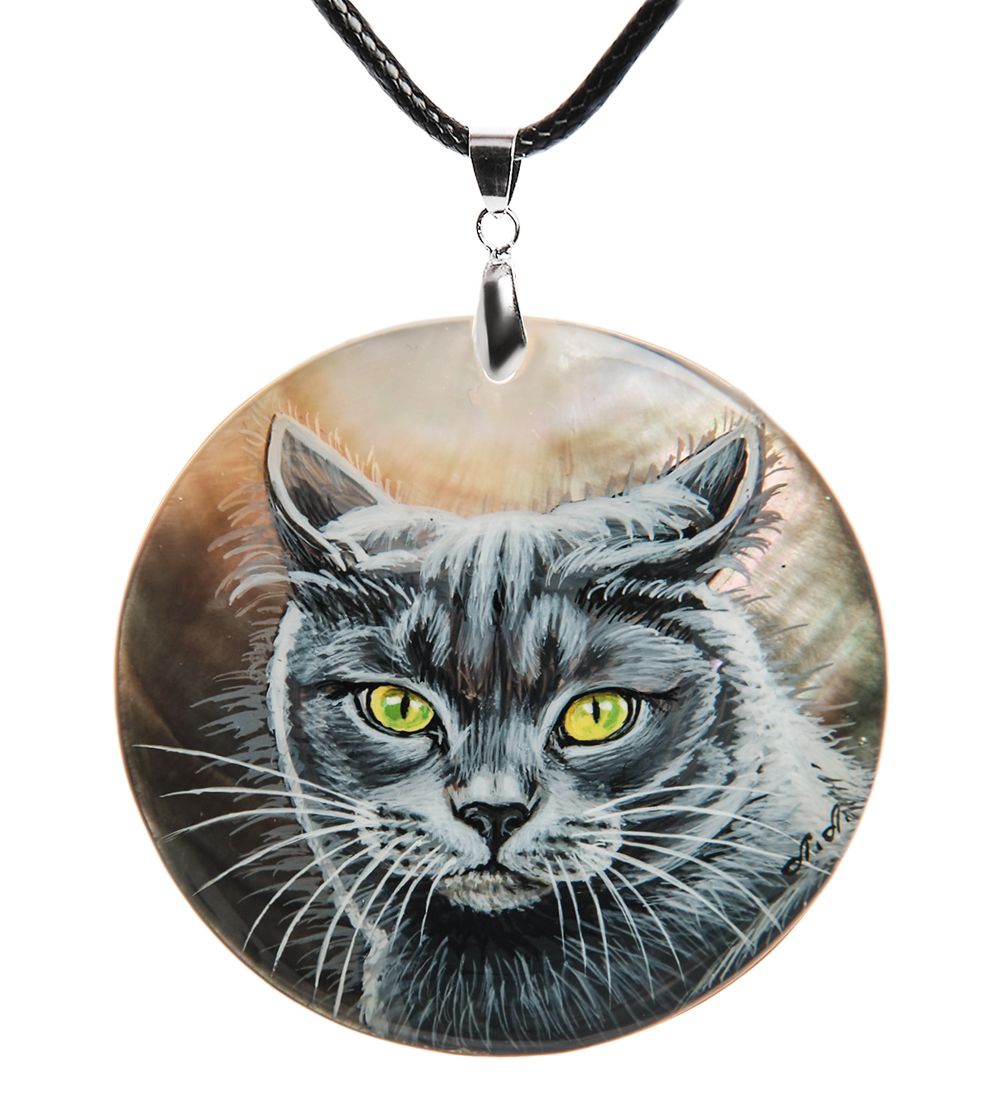 ШК-55/180-A Кулон из перламутра «Кот»