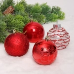 Новогодние шары «Волшебство ночи» 8 см (набор 12 шт), Красный