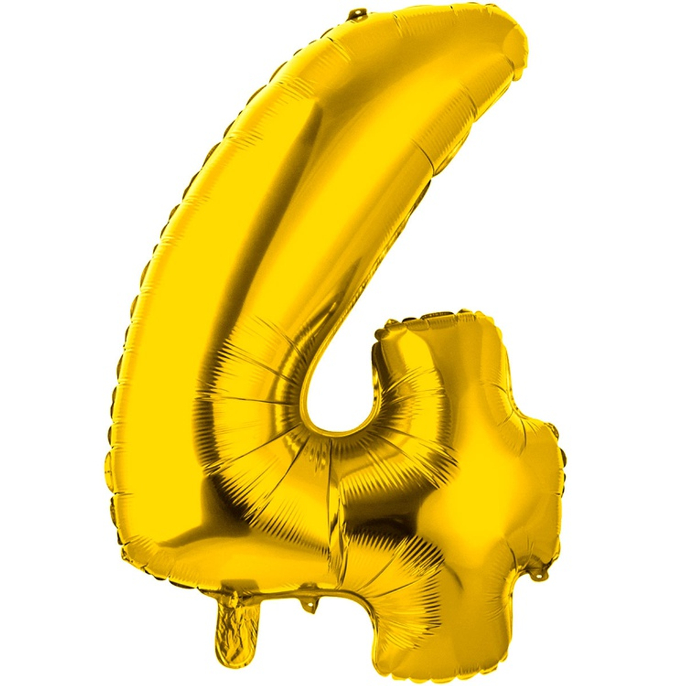 Шар фольгированный Цифра 4 66 см (Золотой)
