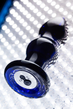 Черная стеклянная вибровтулка - 11 см. (Цвет: черный)