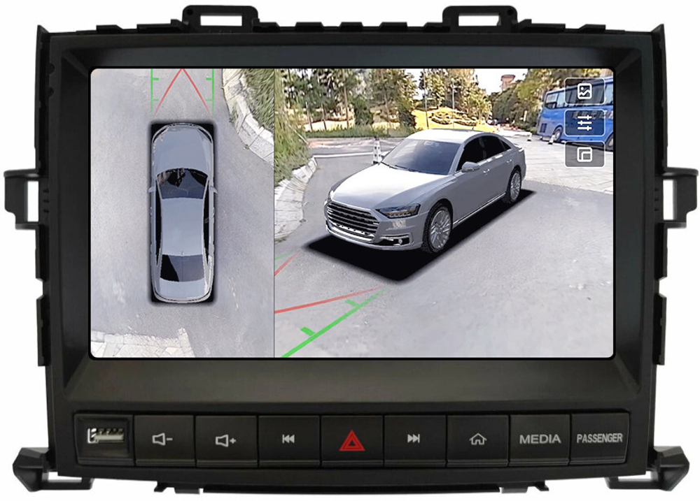 Магнитола для Toyota Alphard H20, Vellfire 2008-2014 (полочка под экраном, рамка с кнопками) - Teyes CC3-2K-360 на Android 10, 2K QLED, 6Гб+128Гб, CarPlay, 4G SIM-слот, 4 камеры в комплекте