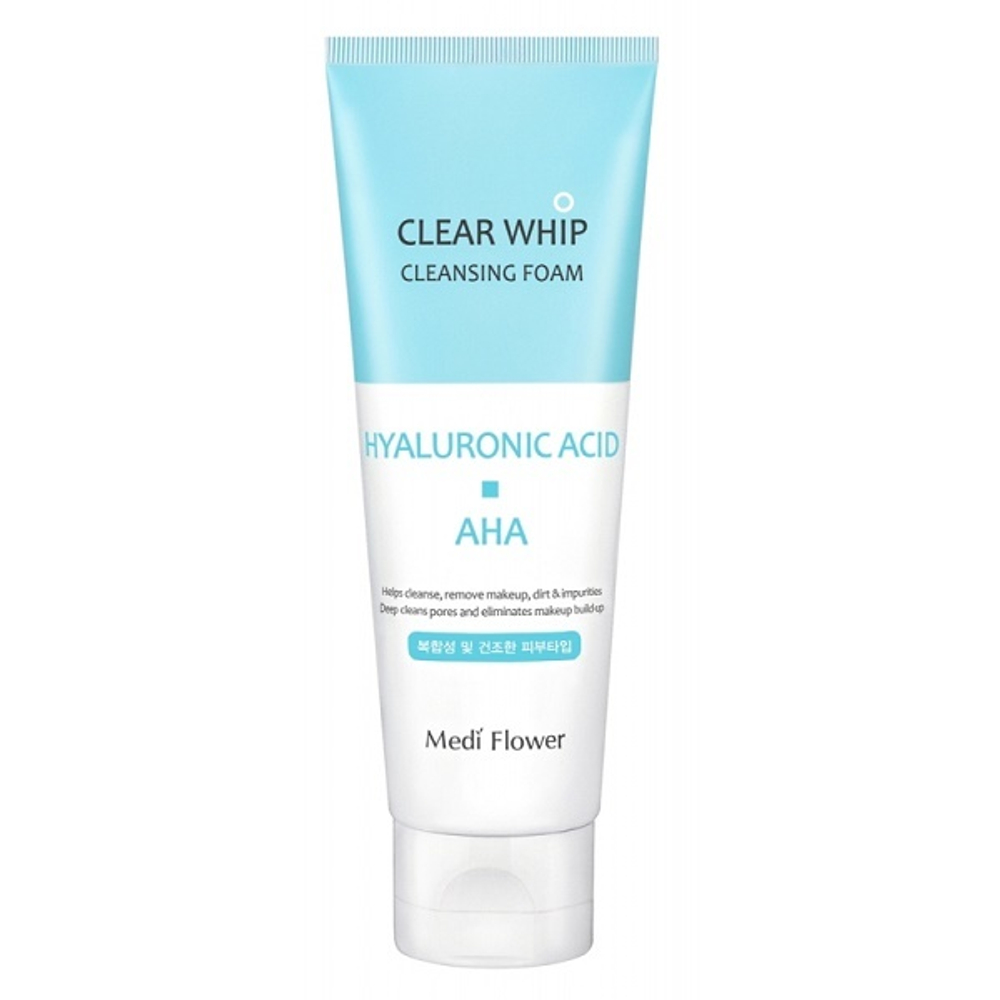 Пенка для умывания с гиалуроновой кислотой и AHA кислотами Medi Flower Hyaluronic Acid Whip Cleansing Foam 120мл