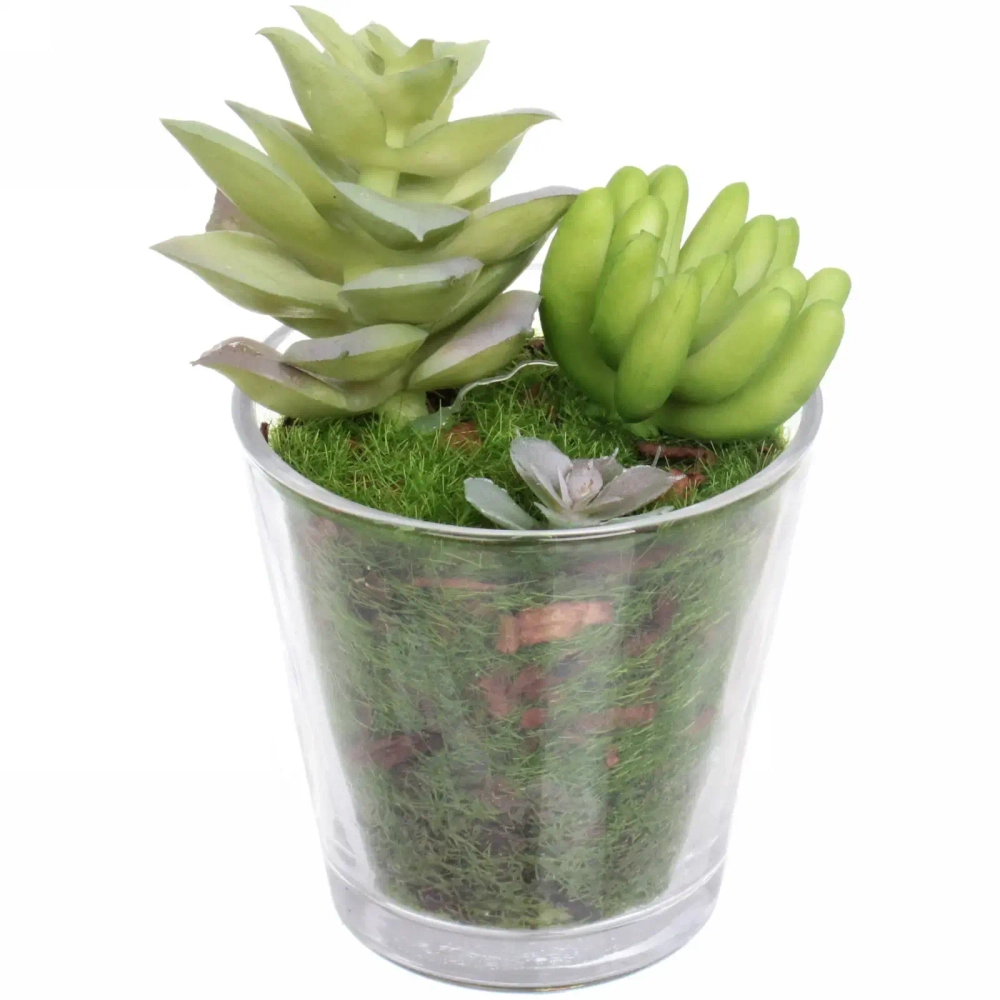 Цветок искусственный «Суккулент» 6*10см в стеклянном горшке ZPY-19