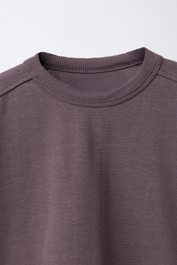 ZARA КОМПЛЕКТ ИЗ ФУТБОЛКИ И БРЮК КЮЛОТ HEAVY WEIGHT С ДЕКОРАТИВНЫМИ ШВАМИ, ТЕМНО-РОЗОВЫЙ