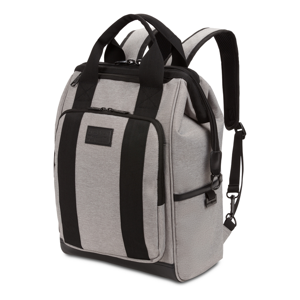 Функциональный прочный качественный с гарантией швейцарский серый с чёрным городской рюкзак-сумка Doctor Bag 29х17х41 см (20 л) с необычным дизайном SWISSGEAR 3577424405