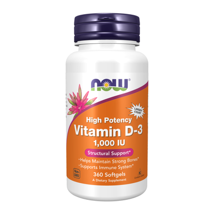 NOW Foods, Витамин Д3 1000 МЕ, High Potency Vitamin D-3 1000 IU, 360 капсул