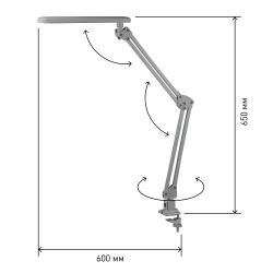 Настольный светильник ЭРА NLED-441-7W-S светодиодный на струбцине серебро