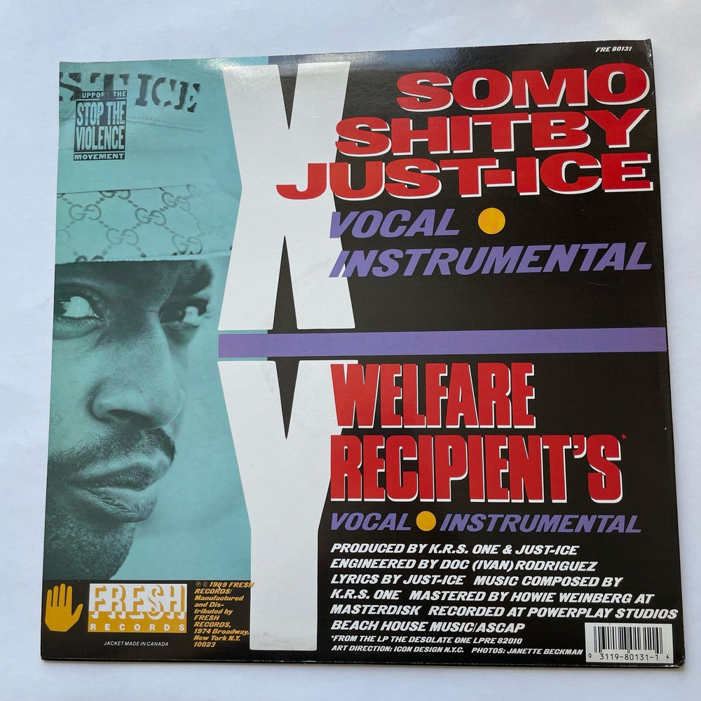 Винтажная виниловая пластинка Just Ice Somoshitbyjust ice, Welfare Recipient's (США 1989)