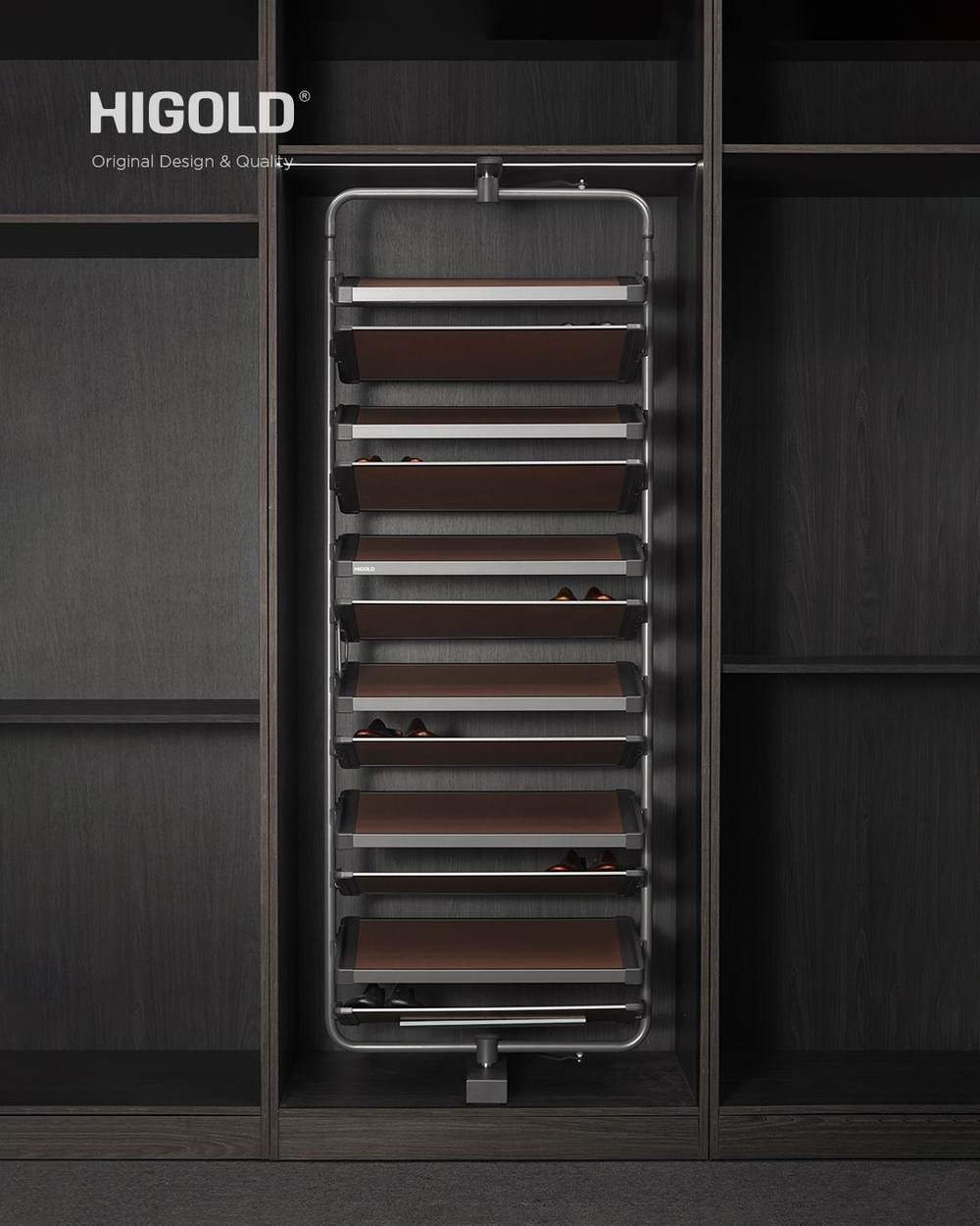 Вращающаяся полка для обуви, 685x355x(1910-2110), 12 уровней