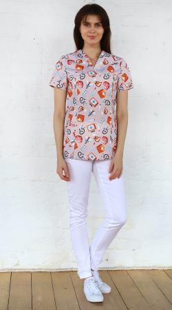 Блуза медицинская Альфа принт №3689
