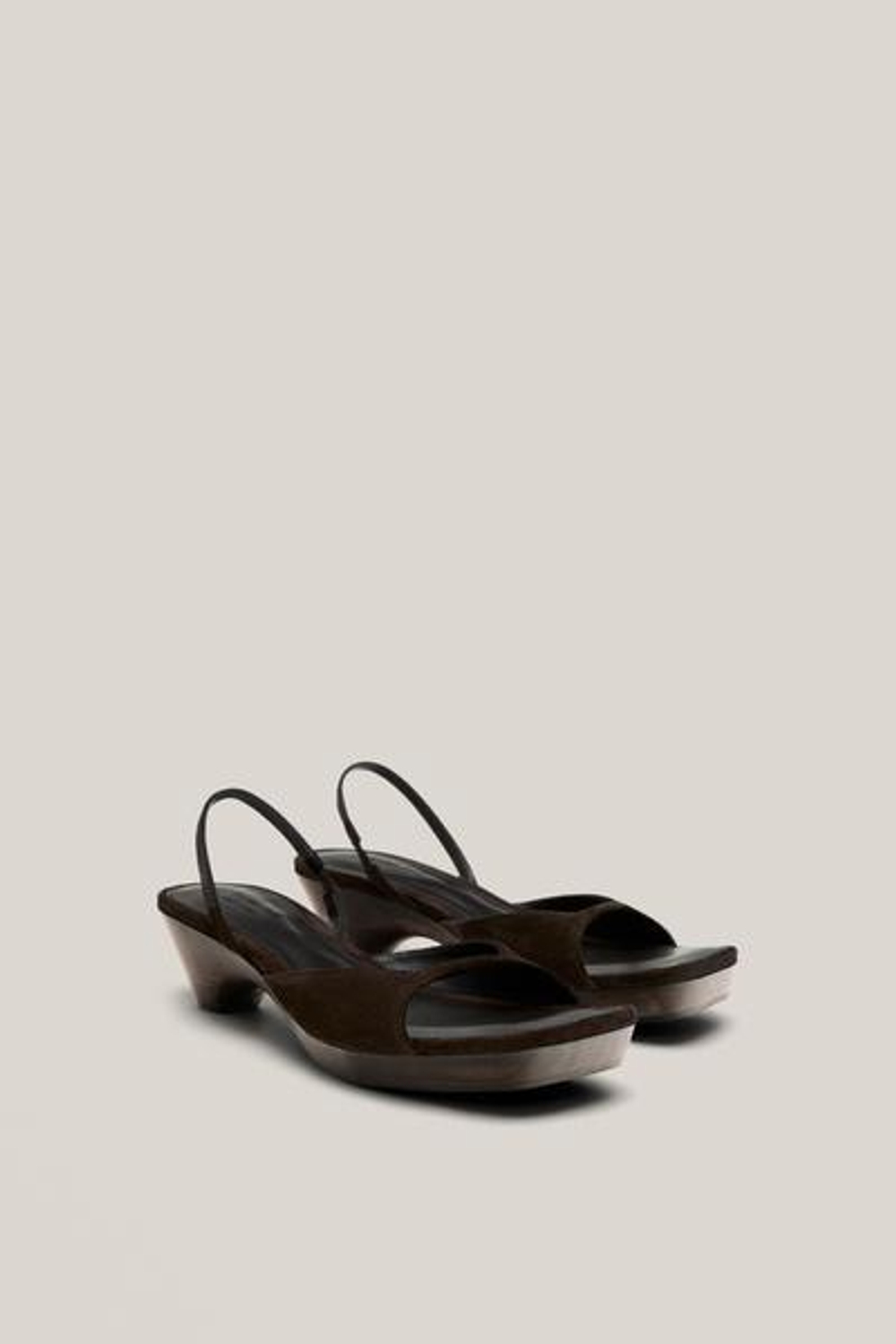 Massimo Dutti Сандалии на деревянном каблуке - Limited Edition, коричневый