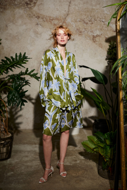 Шорты из вискозы Гуччи цветы зеленый