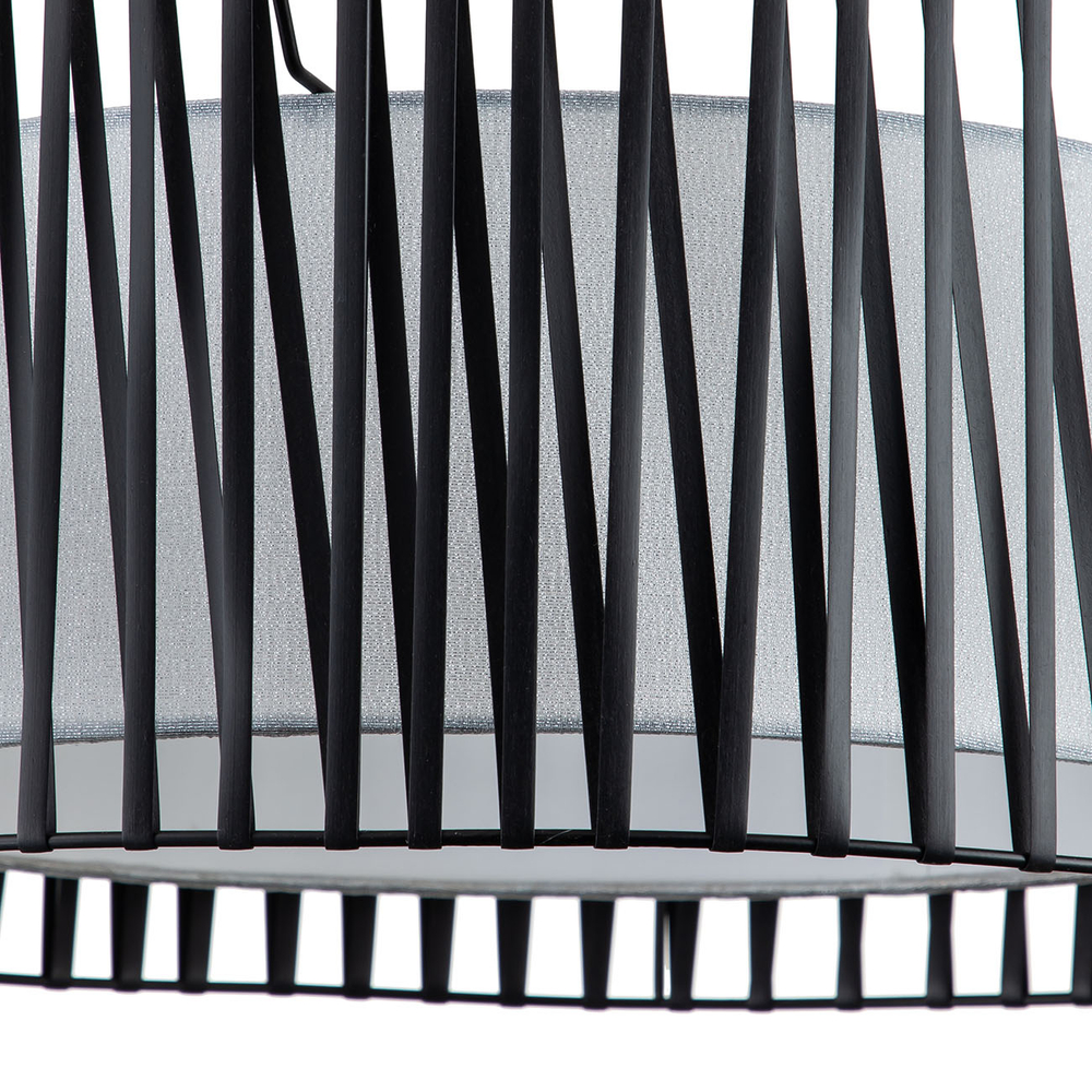 Подвесной светильник 3x60Вт E27,  металл/ткань/пвх, черный