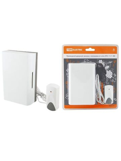 Звонок проводной в эл.сеть ЗПС-11/1-ЭМ (эл.мех, кнопка IP30, AC 230V) TDM