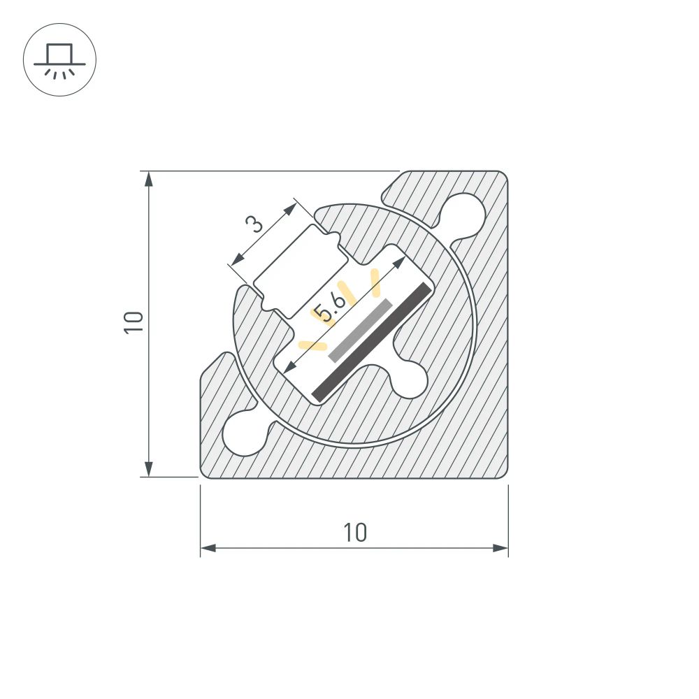 Профиль с экраном SL-KANT-H10-ROTATE-2000 IRON GREY (Arlight, Алюминий+пластик) 055331