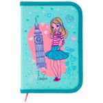 Пенал BRAUBERG, 1 отделение, 1 откидная планка, ткань, 20х14 см, "Girl", 229283