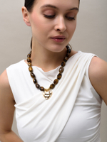 Колье "Crumpled Heart" Тигровый глаз Gold