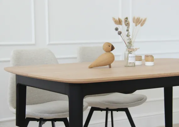 Стол обеденный Tammi 140*90 см (натуральный дуб, черный)