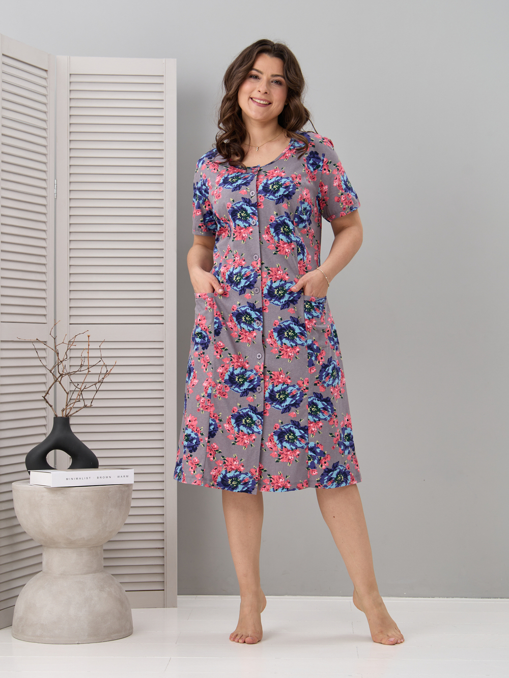 Халат Х-058/серый-голубойпион