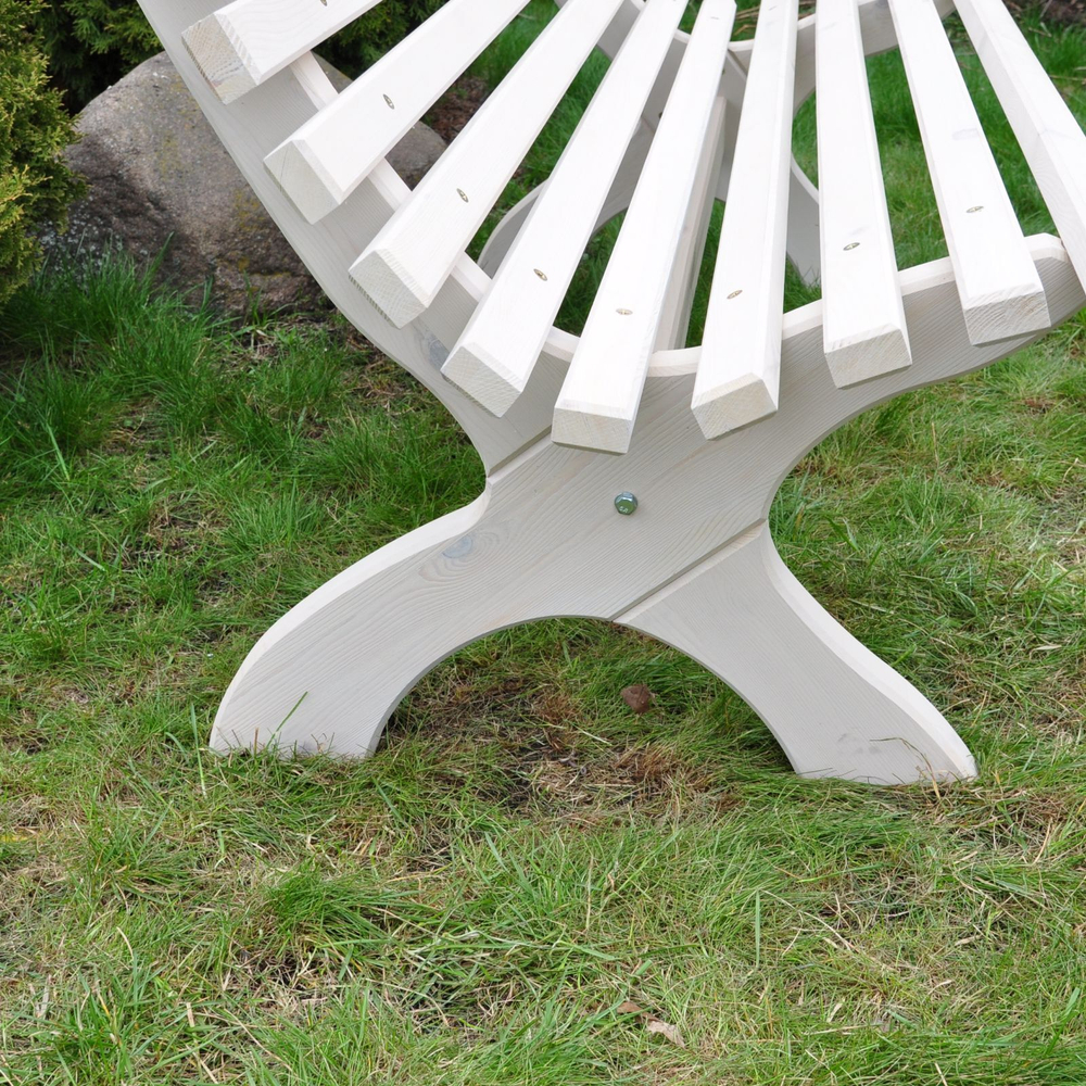 Скамейка садовая Осло со спинкой деревянная для сада из массива сосны, белая