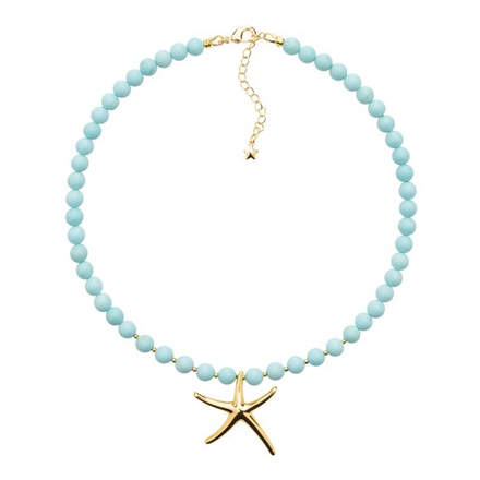 Чокер из Турквенита с латунной Морской Звездой, gold