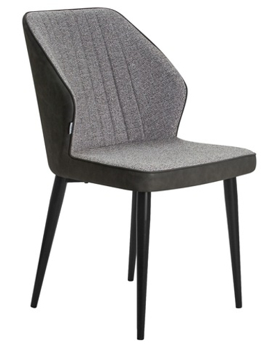 Стул обеденный DOBRIN KEVIN, черные матовые ножки, Сиденье серая ткань FC-09, Спинка антрацит кожзам RU-08