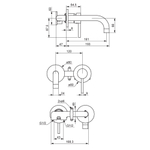 Смеситель для раковины монтируемый в стену, золото Damixa Scandinavian Pure 360260600