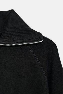 ZARA ТОЛСТОВКА ИЗ ФЛИСА НА МОЛНИИ, ЧЕРНЫЙ