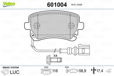 VALEO - 601004-VAL - Brake Pad Set, disc brake