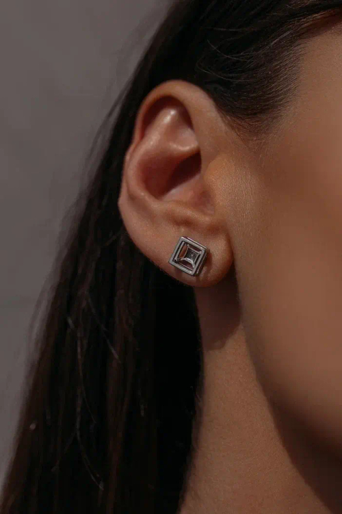 Серьги - "Кубики" с бриллиантами