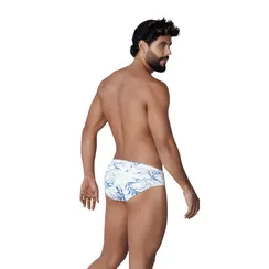 Мужские плавки белые с принтом Clever Moda FRESH SWIMSUIT BRIEF 138101