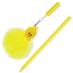 Ручка с пушистой подвеской шариковая "YES, DUCK", СИНЯЯ, пишущий узел 0,7 мм