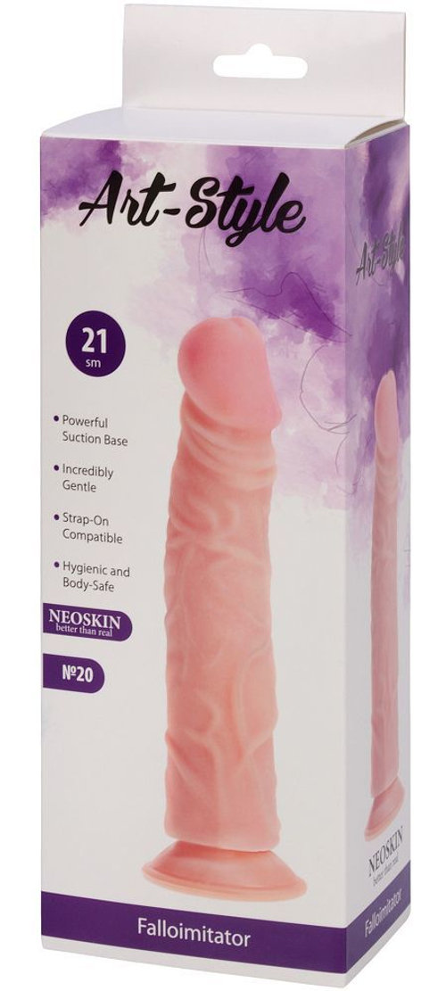 Фаллоимитатор Art-Style №20 на присоске, рельефный, 22 см