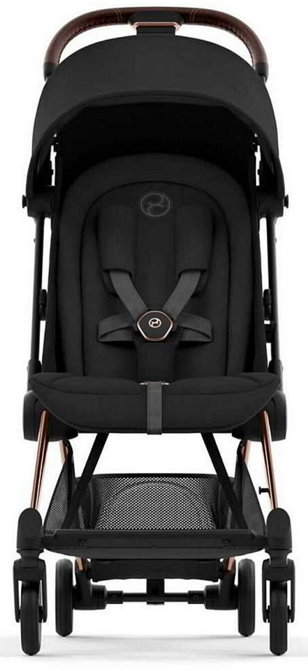 Коляска Cybex Coya Rosegold Frame Cloud G i-Size Fog Grey 2 в 1 Sepia Black с дождевиком и бампером