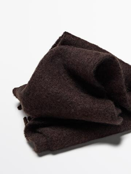 Massimo Dutti Шарф из смеси альпаки и шерсти с бахромой, коричневый