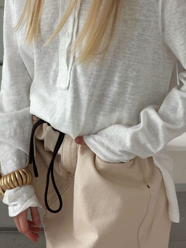 Белый свободный лонгслив на пуговицах TUTU