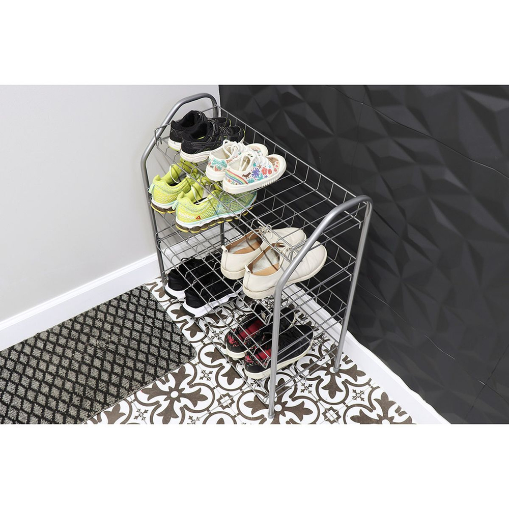 Полка для обуви, мет-л, 4 секц, 66х28х70 см, разборная, сер, Nika, ЭТ1/С