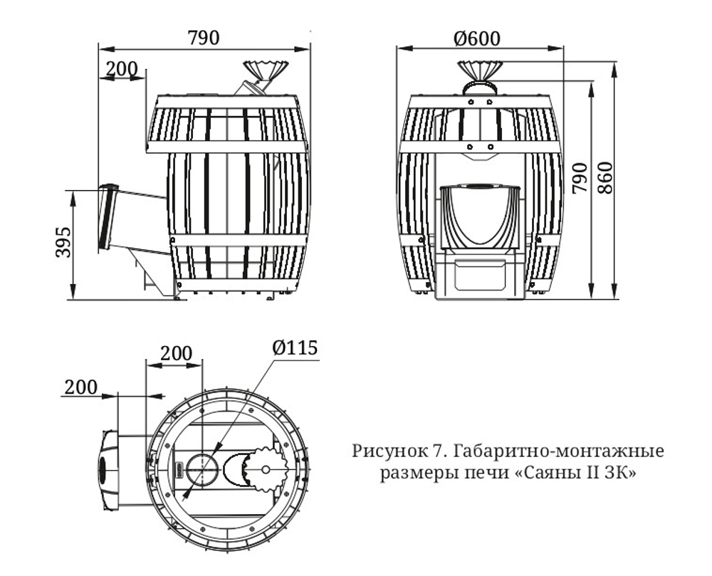 Банная печь TMF Саяны 2 Carbon ДА ЗК размеры