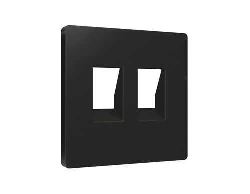 AP8121 Лицевая панель ALFA (Черный матовый) для компьютерной/телефонной двойной розетки RJ-45/RJ-11 QUANT