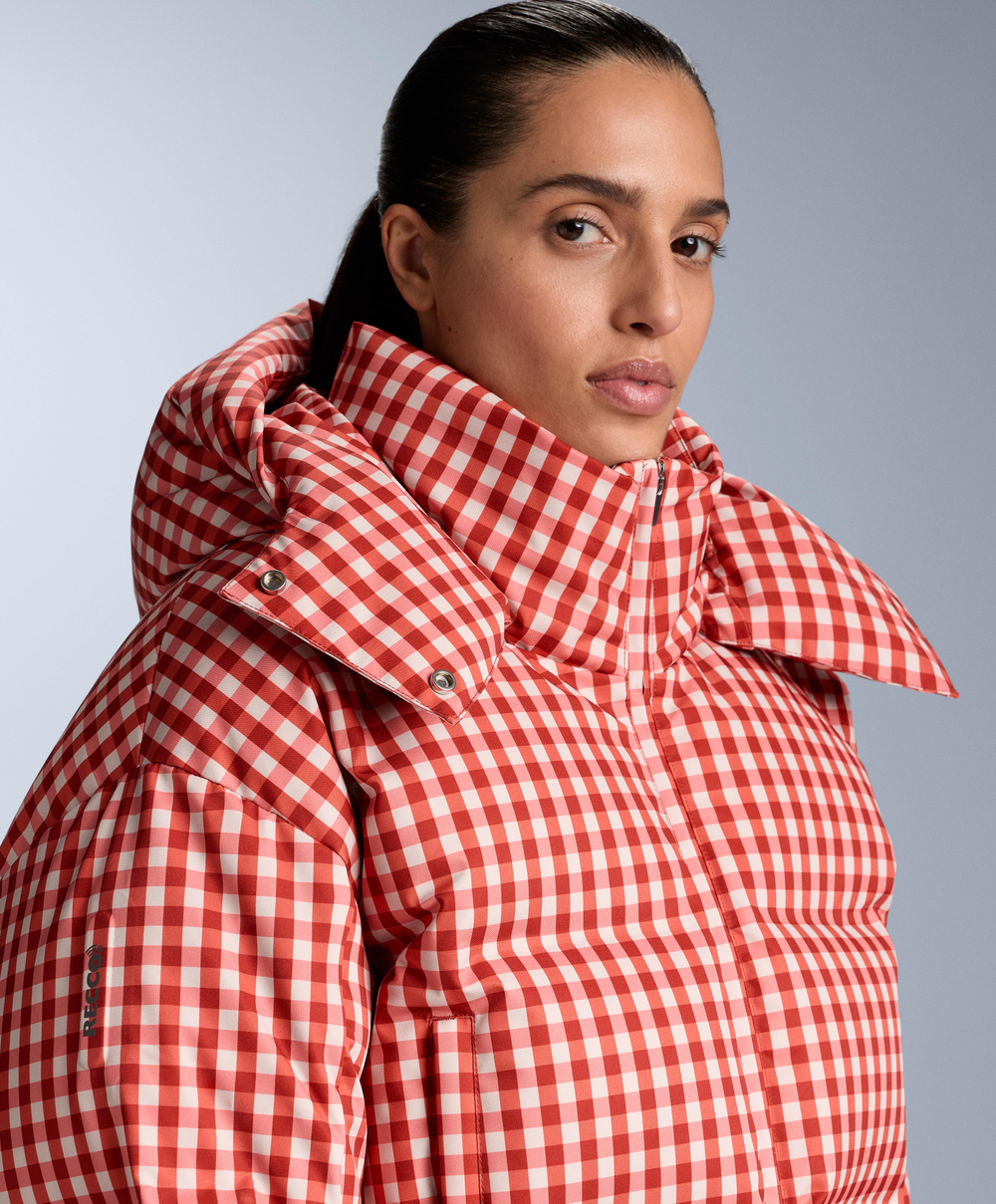 Oysho Легкий водонепроницаемый короткий пуховик Minardi Piume SKI, ярко-оранжевый