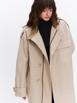 Тренч с вельветовым воротником