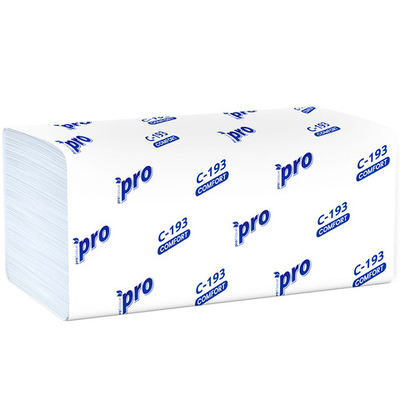 Полотенца бумажные листовые Protissue C193 V- сложение 1-х слойные 250 л белые 1/20