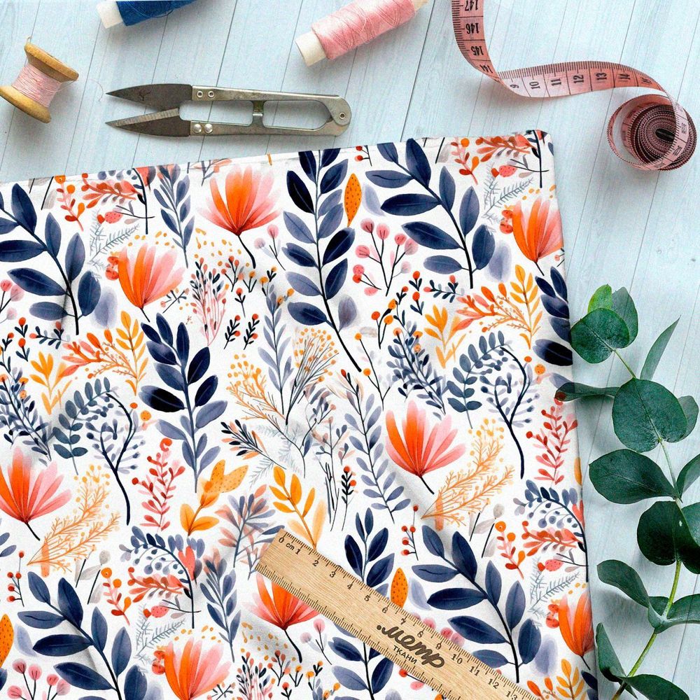 Ткань премиум флис красочный полевой букет