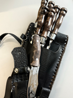 Набор шампуров в кожаном чехле «Кавказ Black»