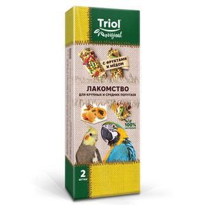 Лакомство для крупных и средних попугаев с фруктами и мёдом (уп.2шт.), 55г, Triol Original
