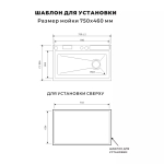 Многофункциональная мойка для кухни AVIVA 75*46, Нано-черный (арт.WF7546-NB)