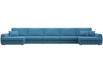 Диван П-образный Лига-057 НПБ МегаЛонг, Амур 10 голубой, Рогожка, 129353