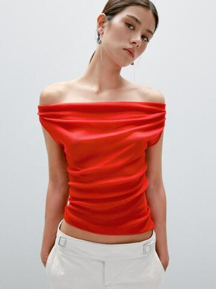 Massimo Dutti Топ с открытыми плечами, красный