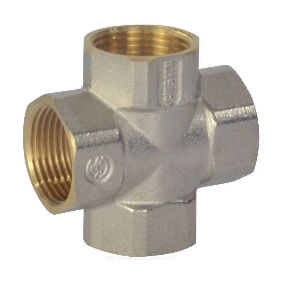 Крест латунь никель Ду 20 (3/4") ВР/ВР 9011 ГОСТ 32585-2013 Aquasfera 9011-02